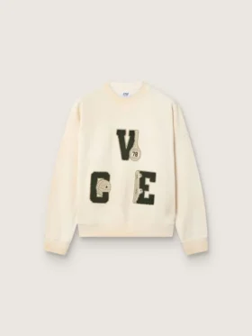 Sudadera unisex de algodón «Star» en blanco vintage con parches bordados VCE
