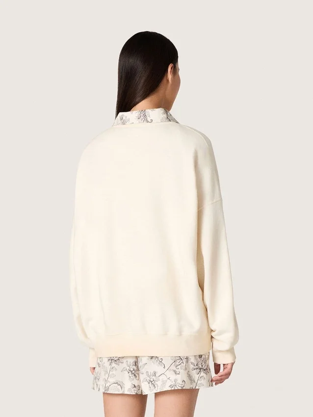 Sudadera unisex de algodón «Star» en blanco vintage con parches bordados VCE