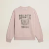 Sudadera unisex de cuello redondo en rosa antiguo con estampado de logotipo verde