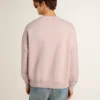 Sudadera unisex de cuello redondo en rosa antiguo con estampado de logotipo verde