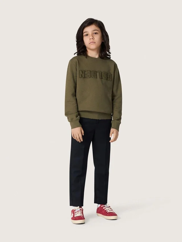 Sudadera unisex de Golden en algodón verde militar con logotipo invertido