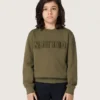Sudadera unisex de Golden en algodón verde militar con logotipo invertido
