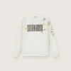 Sudadera unisex Journey en mezcla de algodón blanco con estampado de garabatos