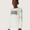 Sudadera unisex Journey en mezcla de algodón blanco con estampado de garabatos