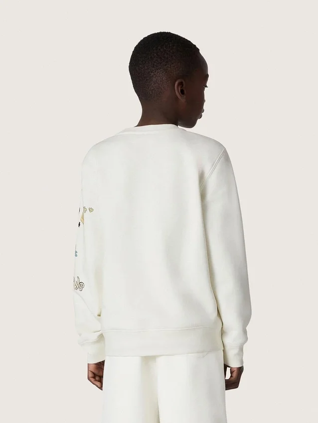Sudadera unisex Journey en mezcla de algodón blanco con estampado de garabatos