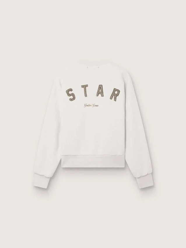 Sudadera unisex Star de algodón gris con bordados y cristales