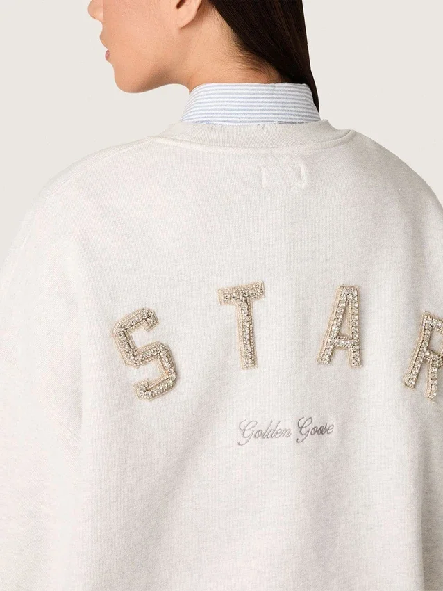 Sudadera unisex Star de algodón gris con bordados y cristales