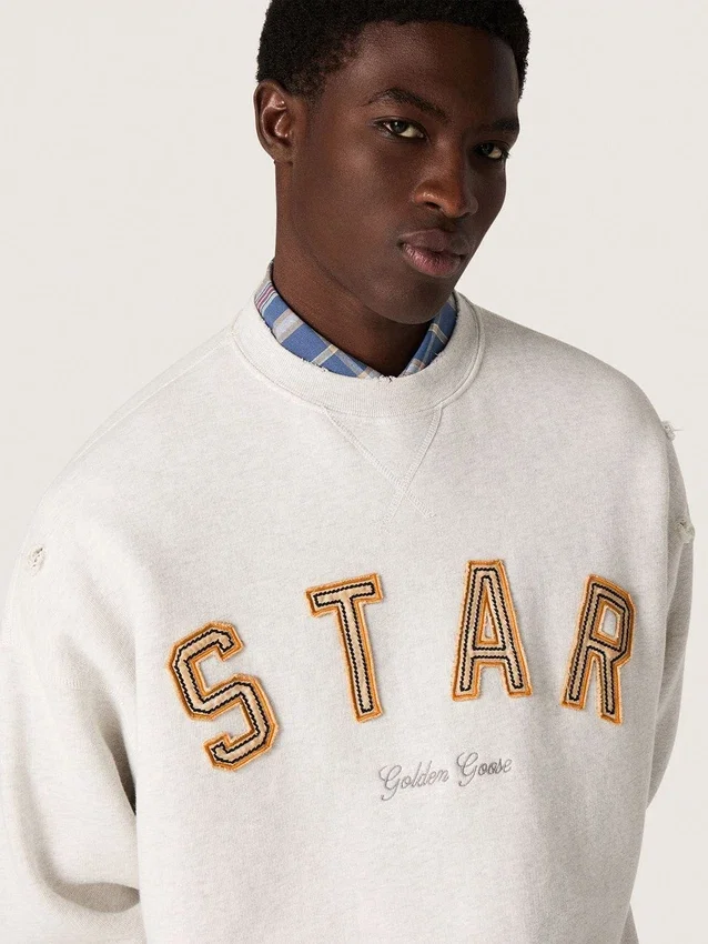 Sudadera unisex «Star» en algodón gris jaspeado con bordado «Star»