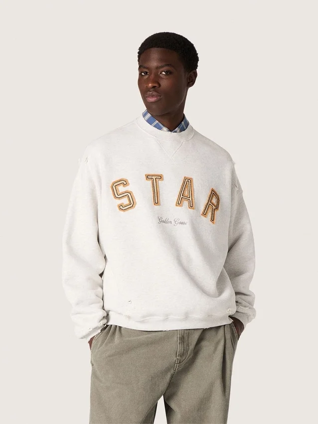 Sudadera unisex «Star» en algodón gris jaspeado con bordado «Star»