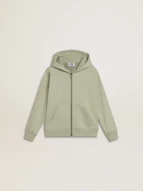 Sudadera verde claro con cierre de cremallera