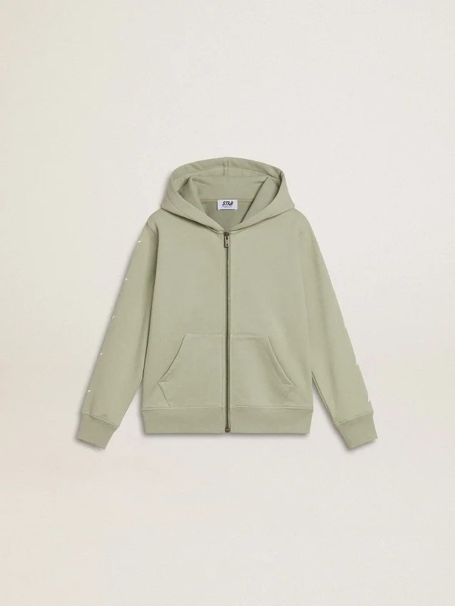 Sudadera verde claro con cierre de cremallera
