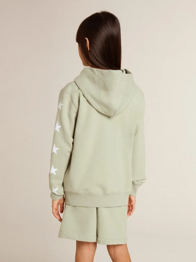 Sudadera verde claro con cierre de cremallera