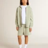 Sudadera verde claro con cierre de cremallera