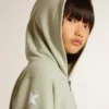 Sudadera verde claro con cierre de cremallera