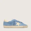 Super-Star en gamuza azul claro con estrella y lengüeta del talón de cuero beige