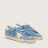 Super-Star en gamuza azul claro con estrella y lengüeta del talón de cuero beige