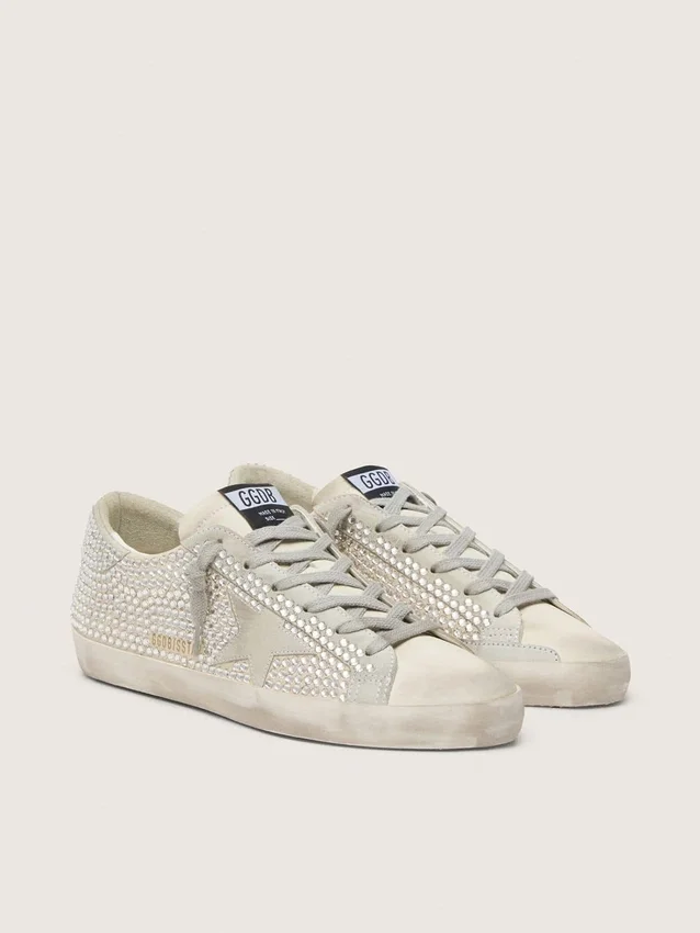 Super-Star en nubuck con cristales Swarovski y estrella de gamuza gris hielo