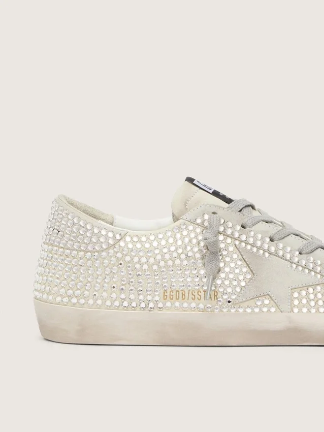 Super-Star en nubuck con cristales Swarovski y estrella de gamuza gris hielo