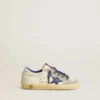 Super-Star Junior con estrella de cuero azul e inserciones de gamuza gris hielo