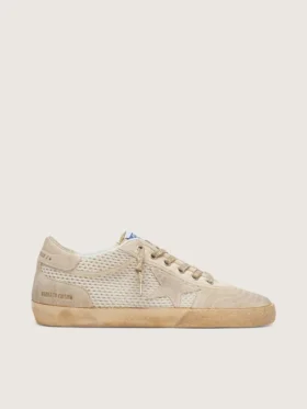 Super-Star LAB para hombre en blanco y beige, de malla y gamuza