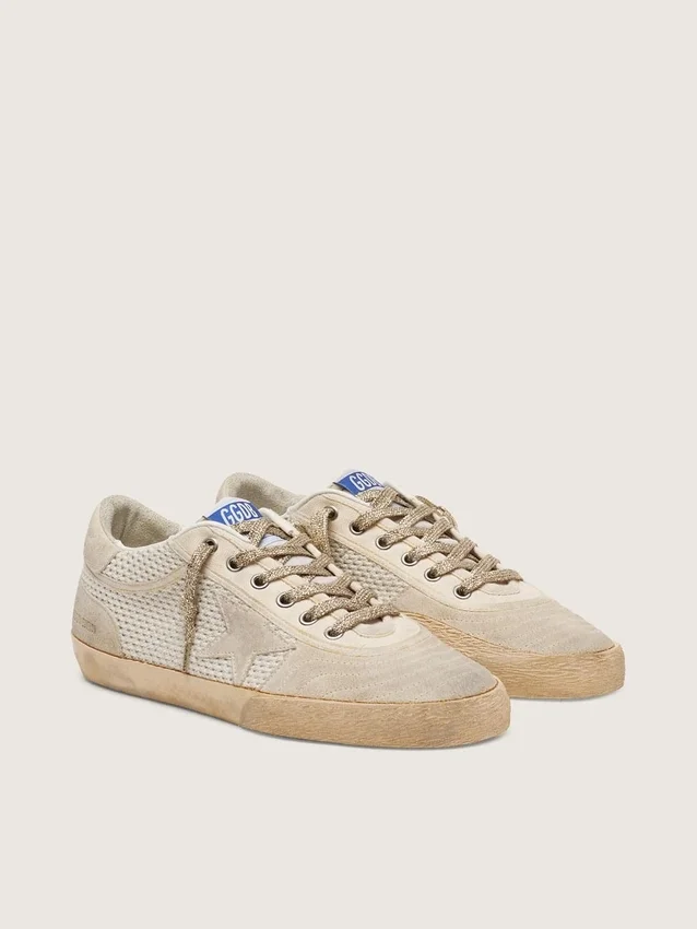 Super-Star LAB para hombre en blanco y beige, de malla y gamuza