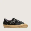 Super-Star LAB para hombre en gamuza laminada negra y nylon con estrella en relieve y cordones con cristales