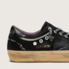Super-Star LAB para hombre en gamuza laminada negra y nylon con estrella en relieve y cordones con cristales
