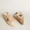 Super-Star LTD en cuero con estrella de gamuza beige y tachuelas de Swarovski