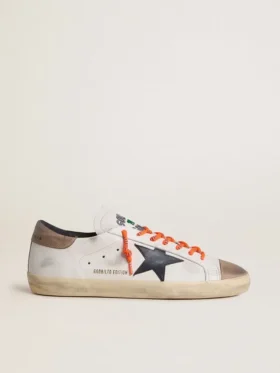 Super-Star LTD para hombre en cuero con estrella de cuero negro y lengüeta del talón de cuero beige