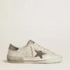 Super-Star LTD para hombre en gamuza con estrella de cuero marrón y lengüeta en el talón de cuero metalizado
