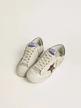 Super-Star LTD para hombre en gamuza con estrella de cuero marrón y lengüeta en el talón de cuero metalizado