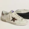 Super-Star LTD para hombre en gamuza con estrella de cuero marrón y lengüeta en el talón de cuero metalizado