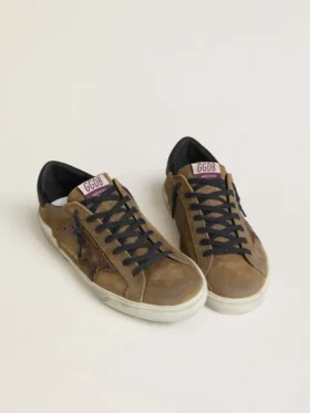 Super-Star LTD para hombre en gamuza encerada con estrella con estampado de pitón y lengüeta en el talón de piel napa