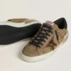 Super-Star LTD para hombre en gamuza encerada con estrella con estampado de pitón y lengüeta en el talón de piel napa