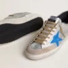 Super-Star LTD para hombre en gamuza plateada metalizada con estrella de cuero y lengüeta del talón de gamuza