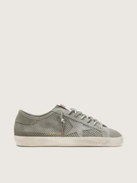 Super-Star LTD para hombre en gamuza verde perforada con estrella de gamuza a juego