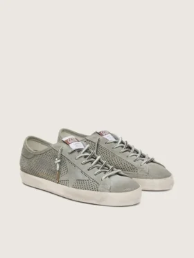 Super-Star LTD para hombre en gamuza verde perforada con estrella de gamuza a juego