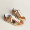 Super-Star LTD para hombre en lana beige con estrella de cuero marrón e inserciones color camello