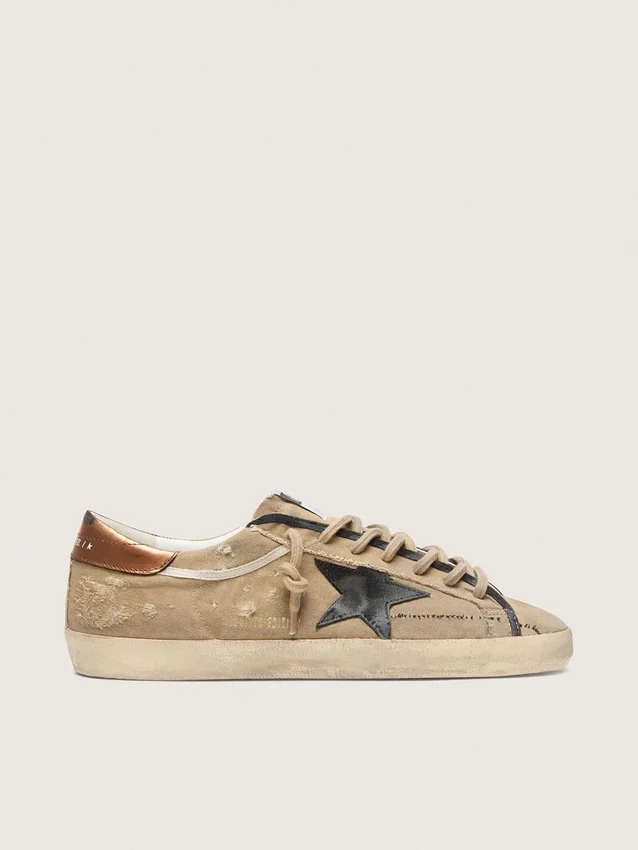 Super-Star LTD para hombre en lona beige con estrella de cuero negro