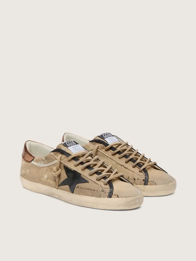Super-Star LTD para hombre en lona beige con estrella de cuero negro