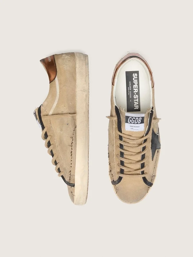 Super-Star LTD para hombre en lona beige con estrella de cuero negro