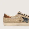 Super-Star LTD para hombre en lona beige con estrella de cuero negro