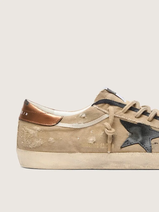 Super-Star LTD para hombre en lona beige con estrella de cuero negro