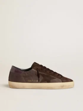 Super-Star LTD para hombre en nobuk marrón con estrella de gamuza y lengüeta del talón de cuero morado