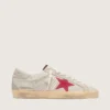Super-Star LTD para hombre en piel de potro blanca con estrella de gamuza roja