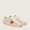 Super-Star LTD para hombre en piel de potro blanca con estrella de gamuza roja