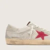 Super-Star LTD para hombre en piel de potro blanca con estrella de gamuza roja