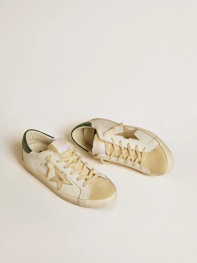Super-Star LTD para mujer con estrella de cuero y lengüeta del talón con cristales Swarovski