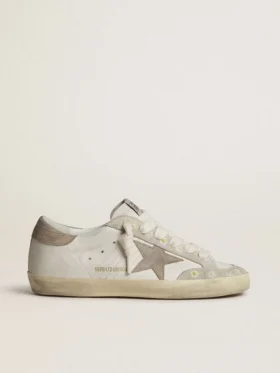 Super-Star LTD para mujer con estrella y lengüeta del talón de gamuza beige y bordado floral