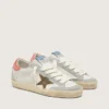 Super-Star LTD para mujer en cuero blanco con estrella de bronce metalizado